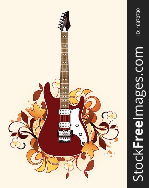 Abstract with guitar and floral elements