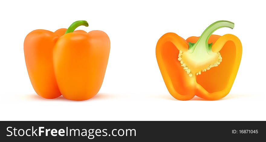 Orange pepper on a white background