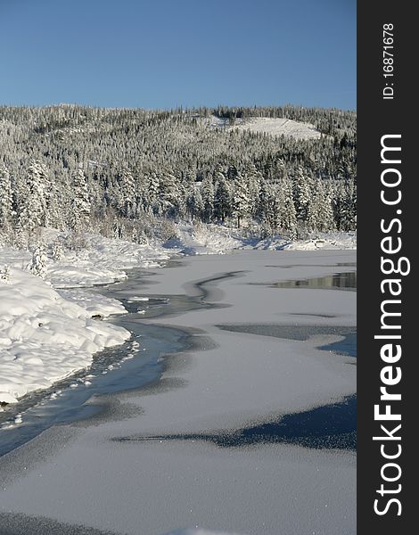 Norwegian lake in winter time. Norwegian lake in winter time