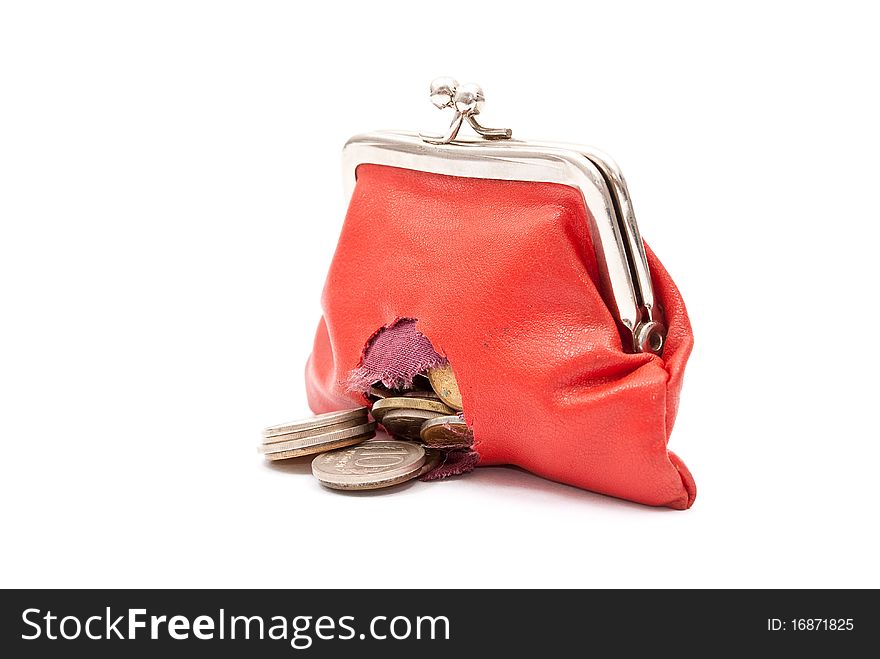 Red purse with hole