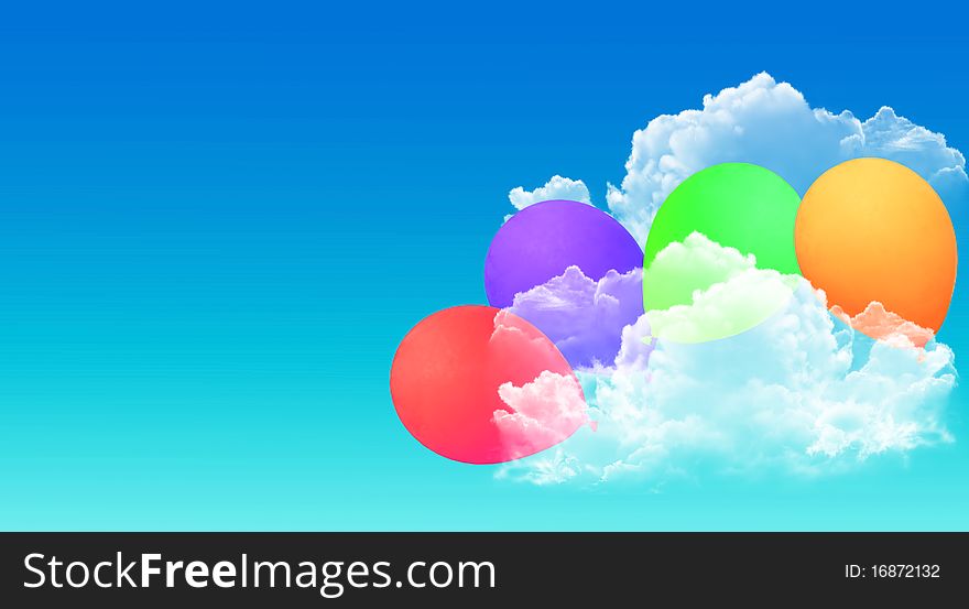 Colored balloons in the blue sky. Colored balloons in the blue sky