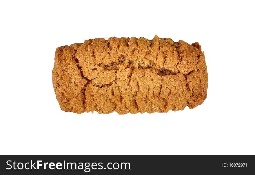 An isolated image of a nutticrust biscuit. Photographed in a studio.