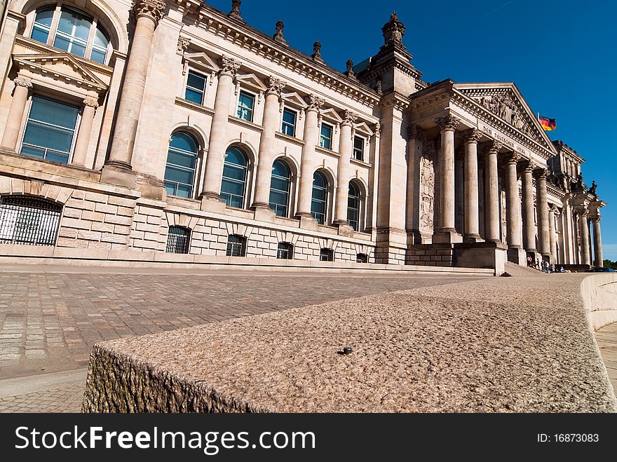 Berlin Reichstag government with blue sky. Berlin Reichstag government with blue sky