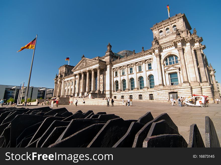 Berlin Reichstag government with blue sky. Berlin Reichstag government with blue sky