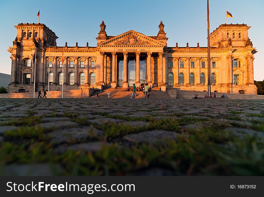 Berlin Reichstag government with blue sky. Berlin Reichstag government with blue sky