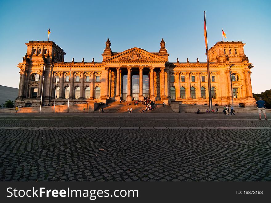 Berlin Reichstag government with blue sky. Berlin Reichstag government with blue sky