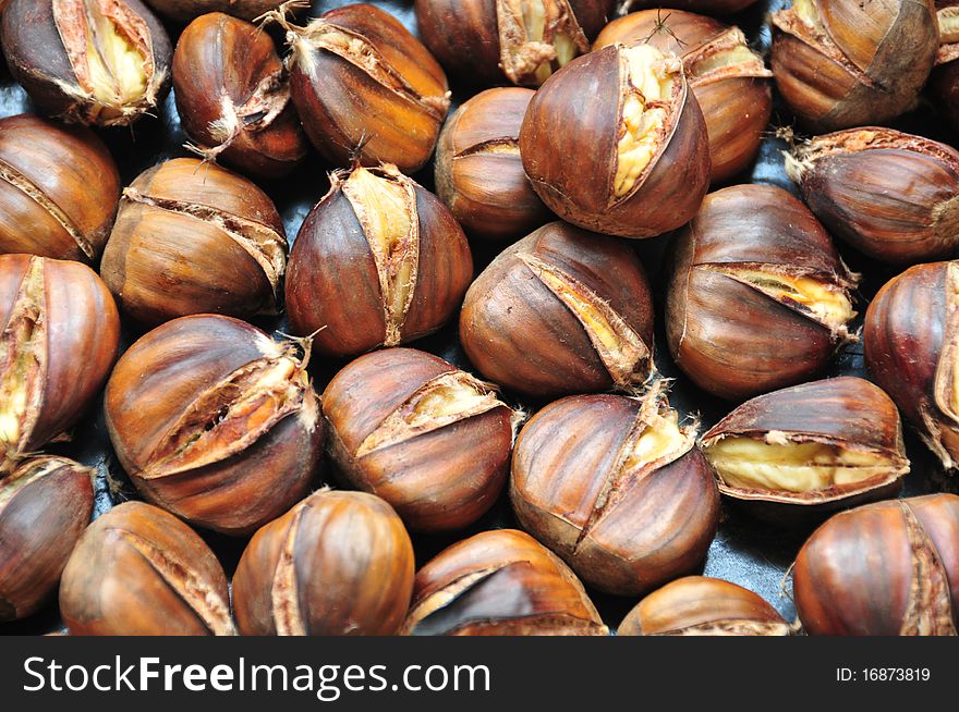 Natural texture with sweet chestnuts