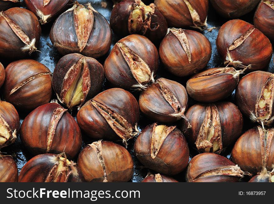 Natural texture with roasted chestnuts