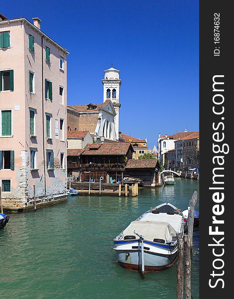 View of canal and boat in Venice. Italy. View of canal and boat in Venice. Italy