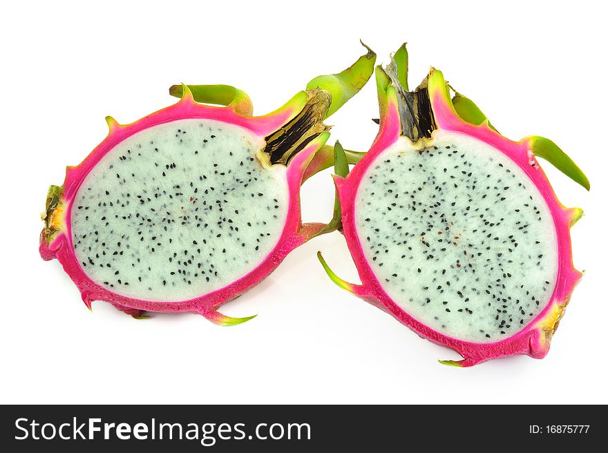 Red Dragon fruit - Tropical fruit isolated on white background.