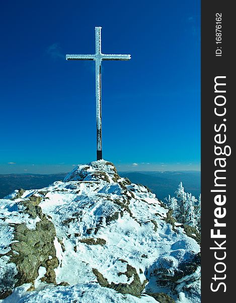 Big cross on grosser arber mountain