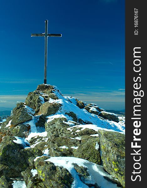 Big cross on grosser arber mountain