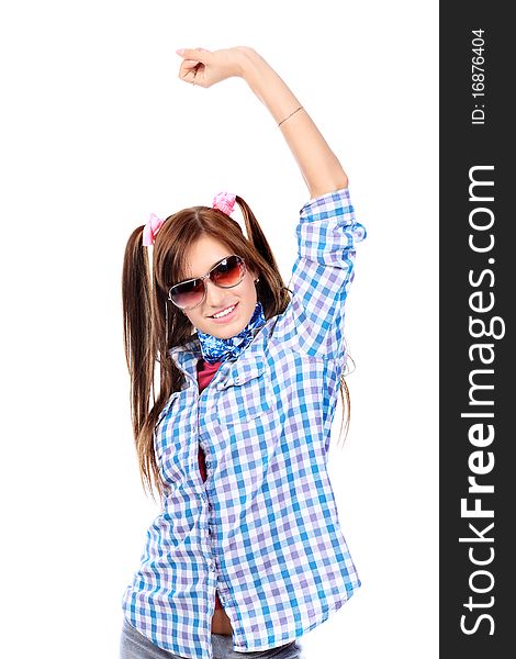 Portrait of happy girl teenager. Isolated over white background. Portrait of happy girl teenager. Isolated over white background.