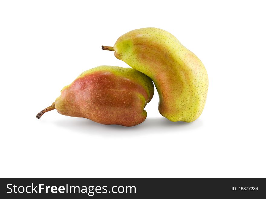 Two pears on a white background. Two pears on a white background