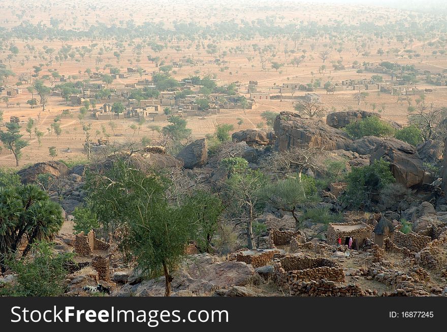 Overlooking a Dogon village in Mali. Overlooking a Dogon village in Mali