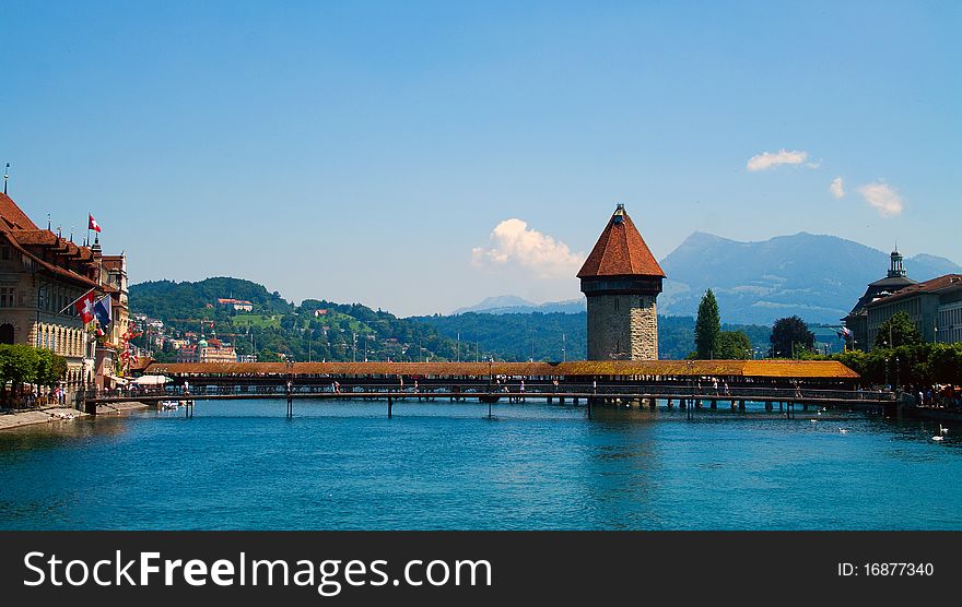 View of the Chapel Bridge at Lucerne