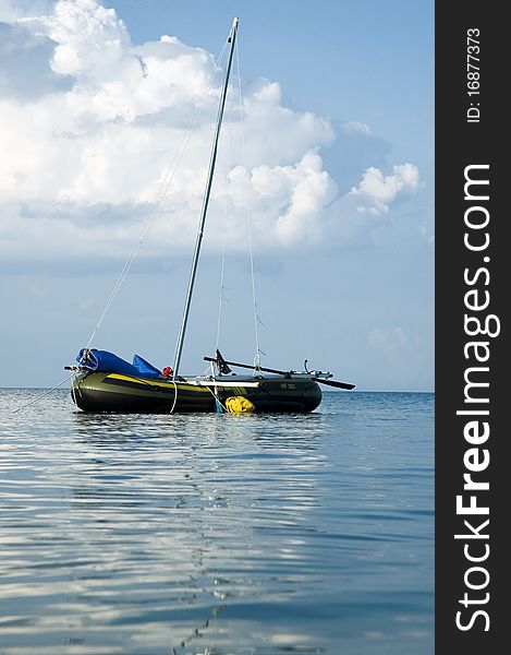 Rubbery boat at Kakoydia in Chalkidiki North Greece