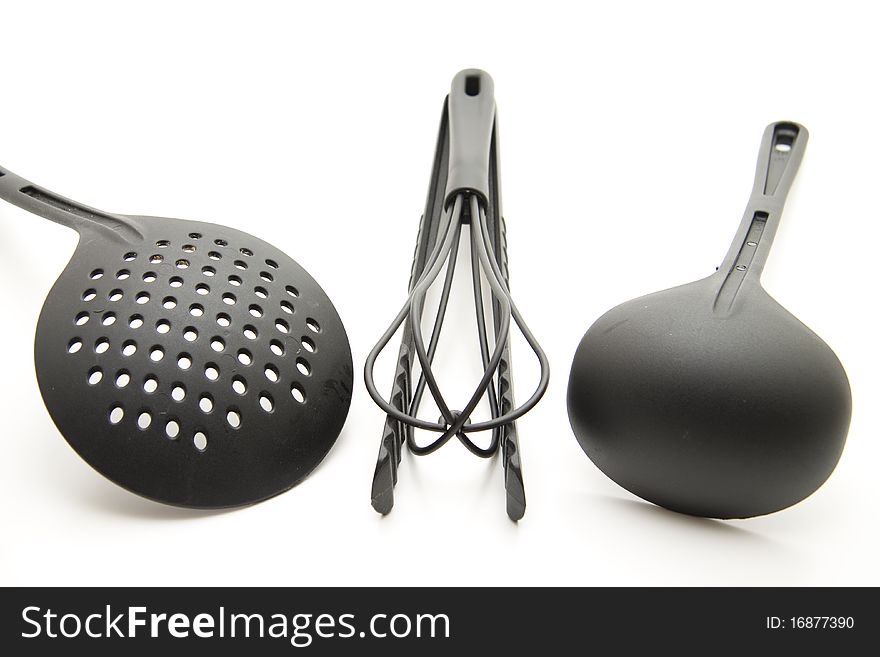 Kitchens utensils from black plastic