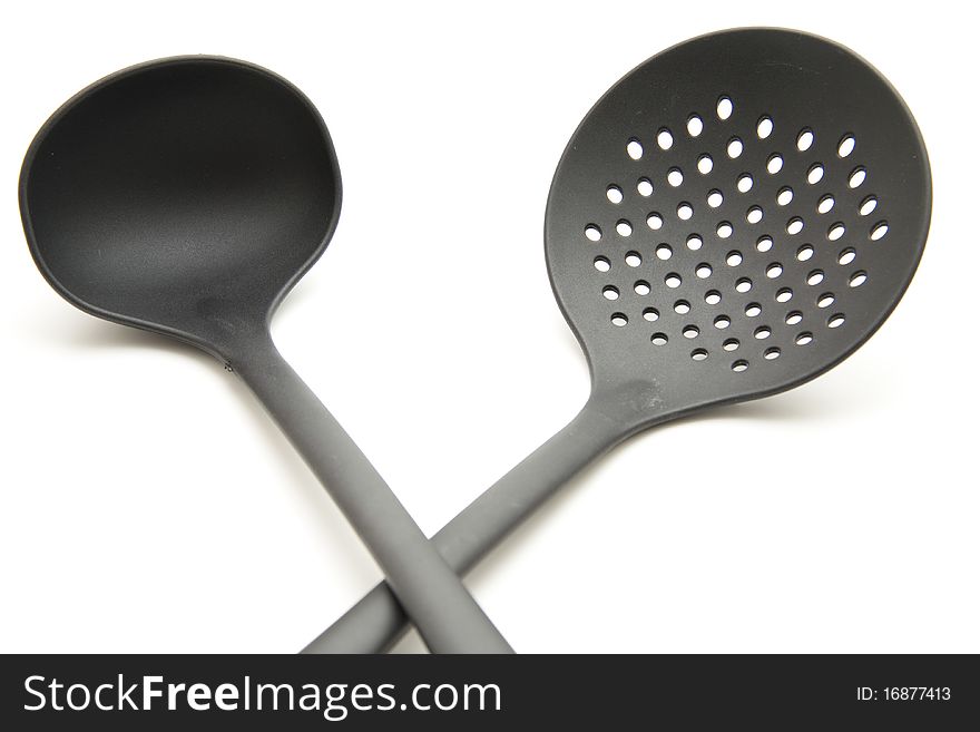 Kitchens utensils from black plastic. Kitchens utensils from black plastic