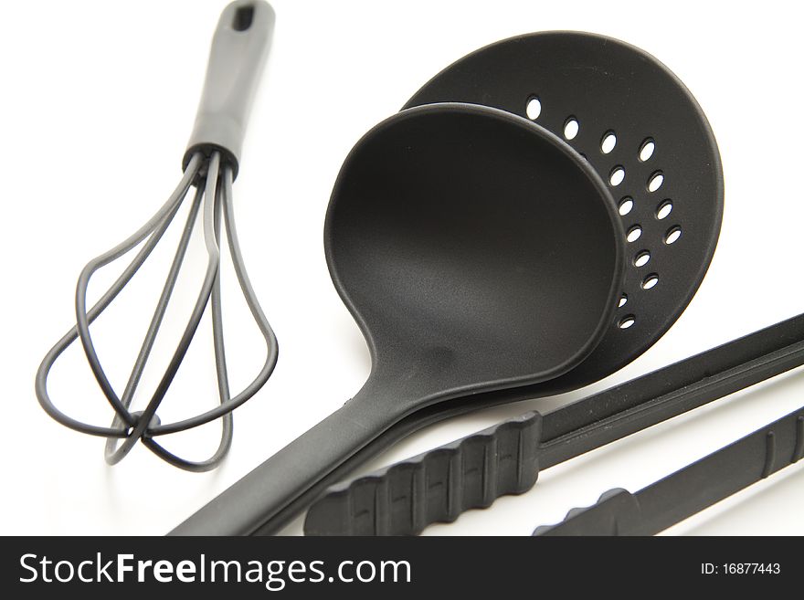 Kitchens utensils from black plastic