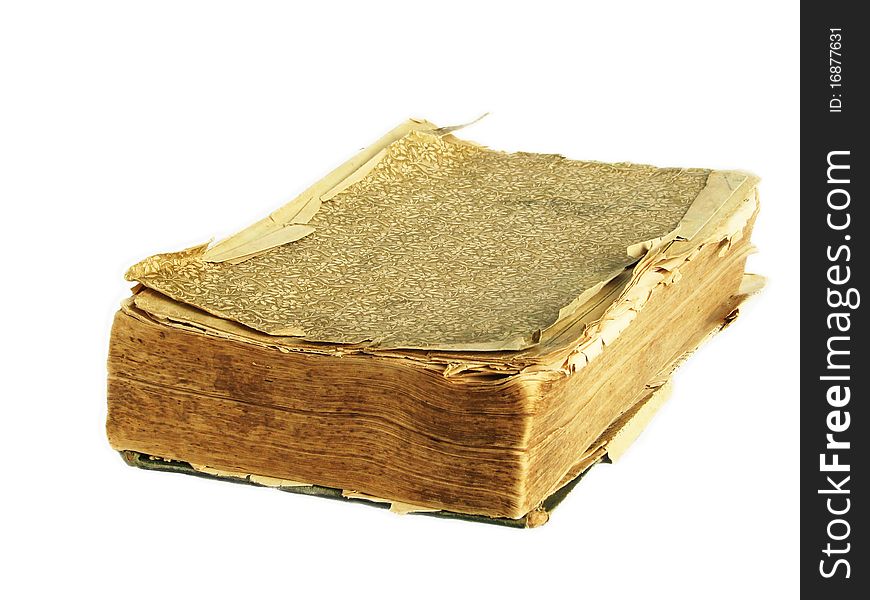 Old tattered book on the white background