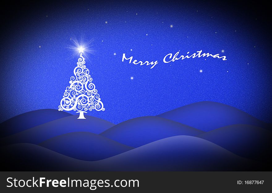 Beautiful Dream Of Christmas Night Card With Inscription. Beautiful Dream Of Christmas Night Card With Inscription