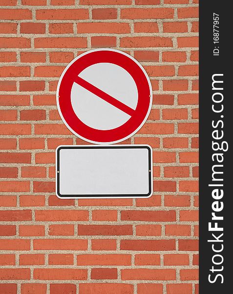 Prohibition Sign With Blank Letter Plate