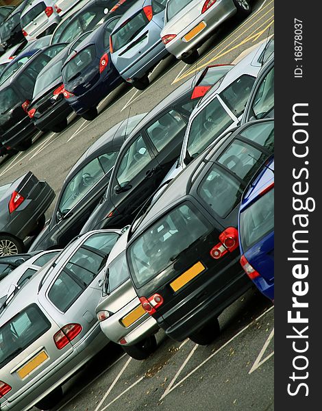 Image of cars in a carpark in London. Image of cars in a carpark in London