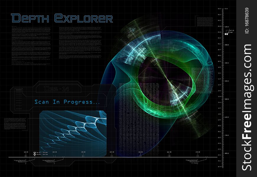 Conceptual interplay of graphs, grids, rulers and visually attractive shapes on the subject of modern science, technology and research. Conceptual interplay of graphs, grids, rulers and visually attractive shapes on the subject of modern science, technology and research