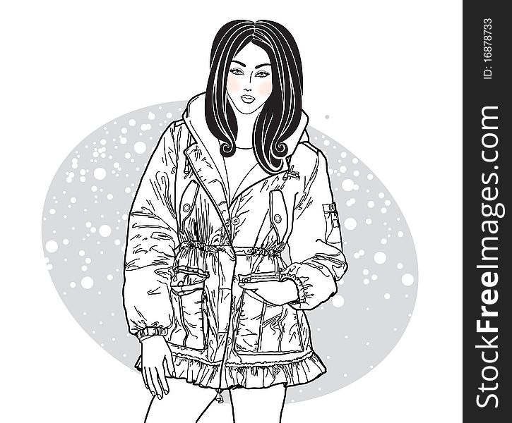 Vector Image Of Girl In Winter Jacket