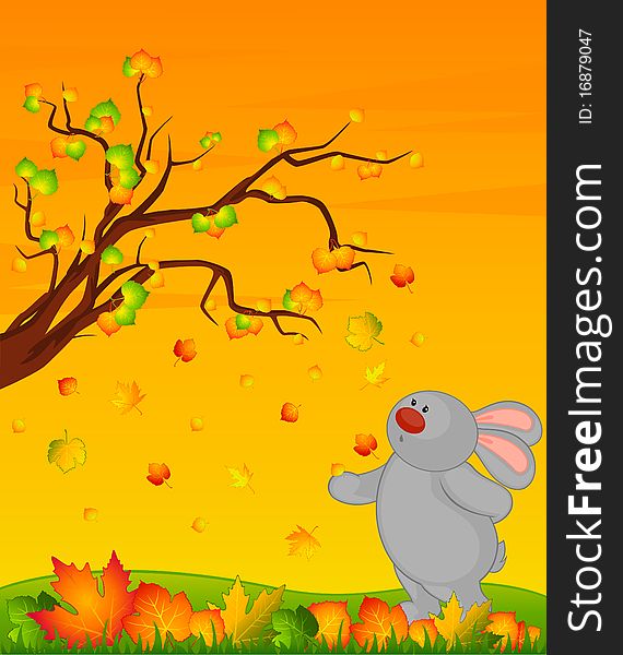 Bunny With Autumnal Leaves