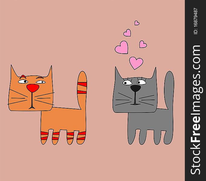 Grey and red cats.Illustration. Grey and red cats.Illustration