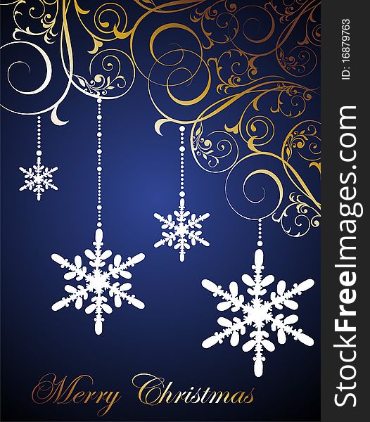 Christmas Floral Background With Snowflakes