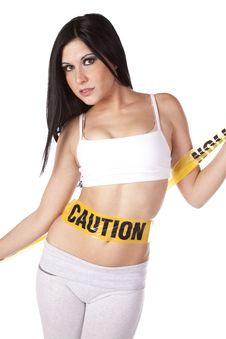 Woman Caution On Belly Royalty Free Stock Images