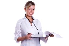Friendly Nurse Holding Chart Stock Images Friendly Nurse Holding Chart Stock Images