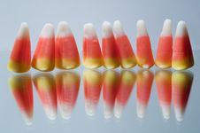 Candy Corn In A Row Stock Photo