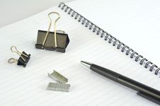 Empty Spiral Notebook With Paper Clip, Pencil And Royalty Free Stock Photo Empty Spiral Notebook With Paper Clip, Pencil And Royalty Free Stock Photo