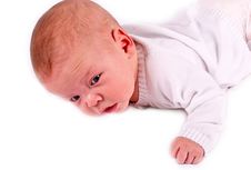 The Child Crawls Upon Stomach Stock Photography