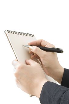 Hand Keep Notebook And Other Hand Keep Pen And Wri Royalty Free Stock Photography Hand Keep Notebook And Other Hand Keep Pen And Wri Royalty Free Stock Photography