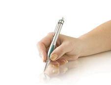Hand Keep Pen Stock Photo