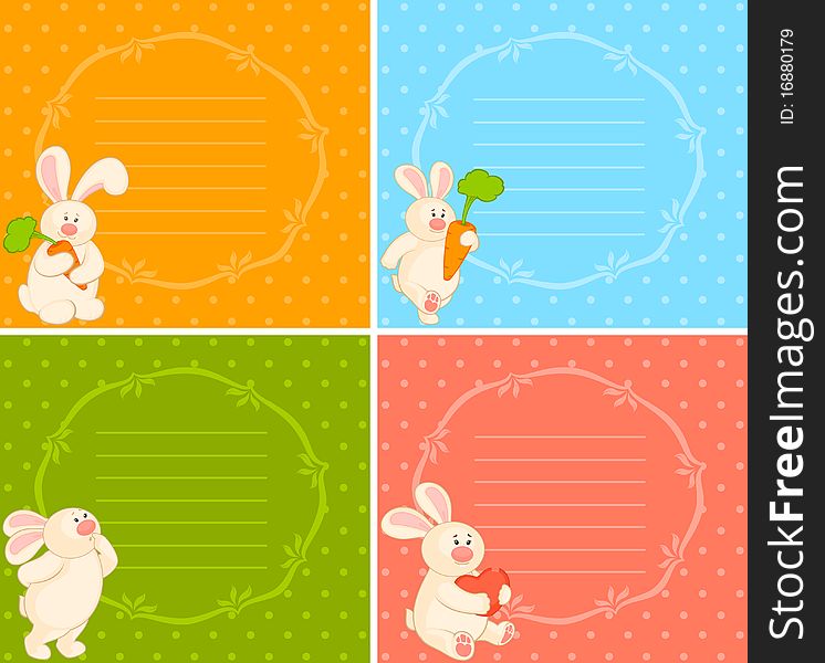 set of cartoon little toy bunny illustration for a design