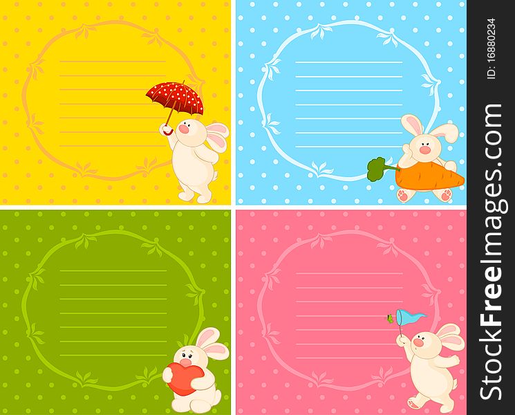 set of cartoon little toy bunny illustration for a design