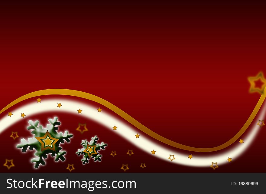 Snowflake xmas Illustration gold red background