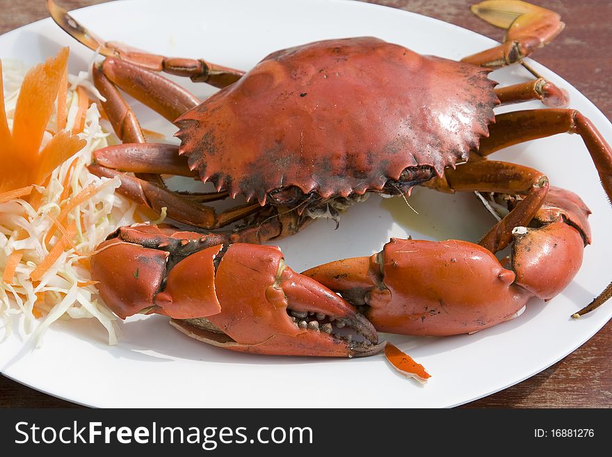 Boiled crab on a plate