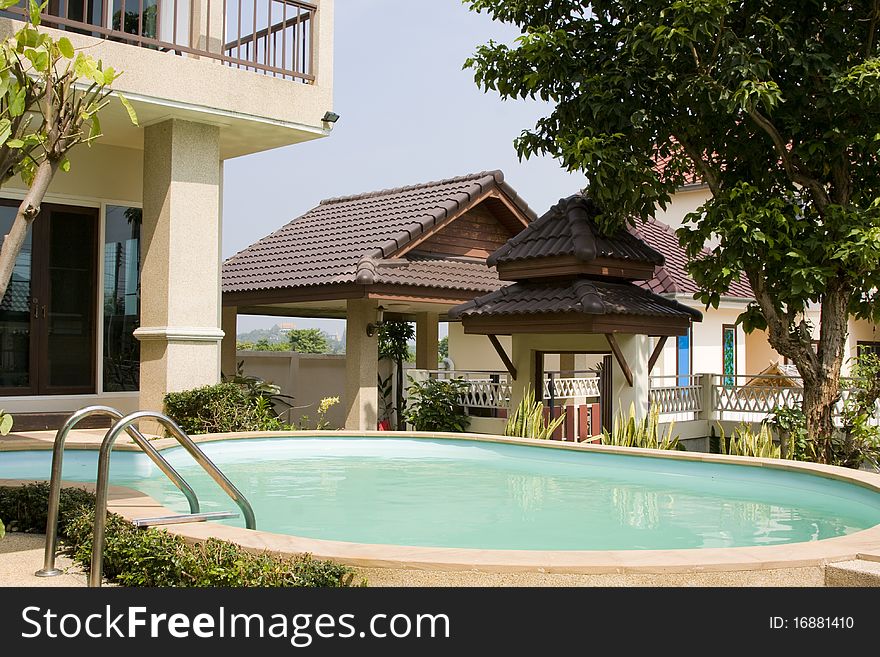 Swimming pool in home.