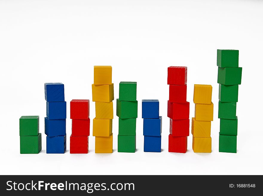 Multicolored blocks stacked into columns. Multicolored blocks stacked into columns