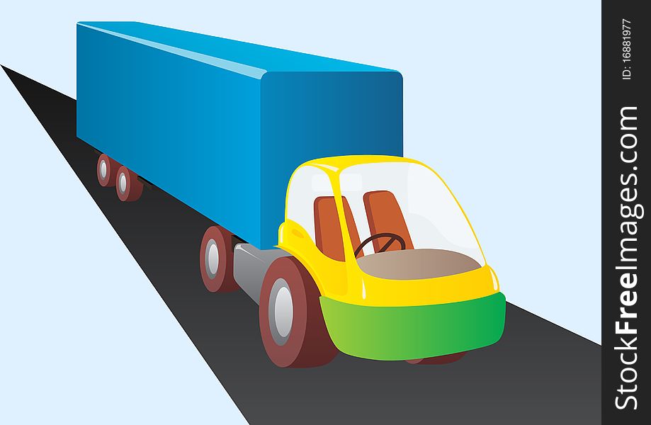 Freight transport by road. A truck with a large trailer. Freight transport by road. A truck with a large trailer.