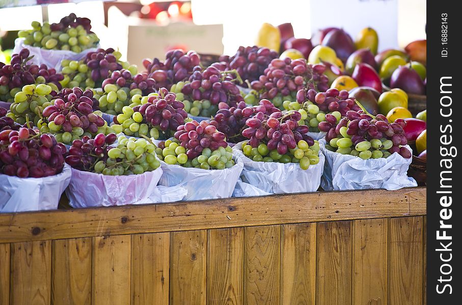 Fruits and vegetables neing exposed in a market. Fruits and vegetables neing exposed in a market