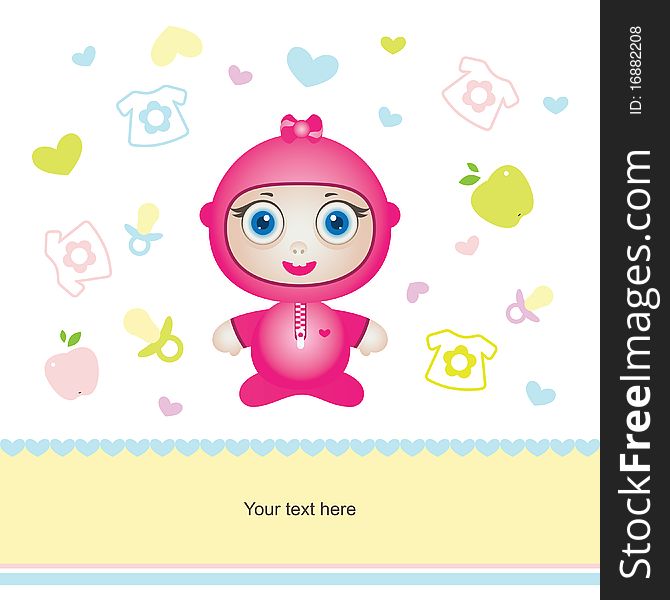 Cute baby girl pink card