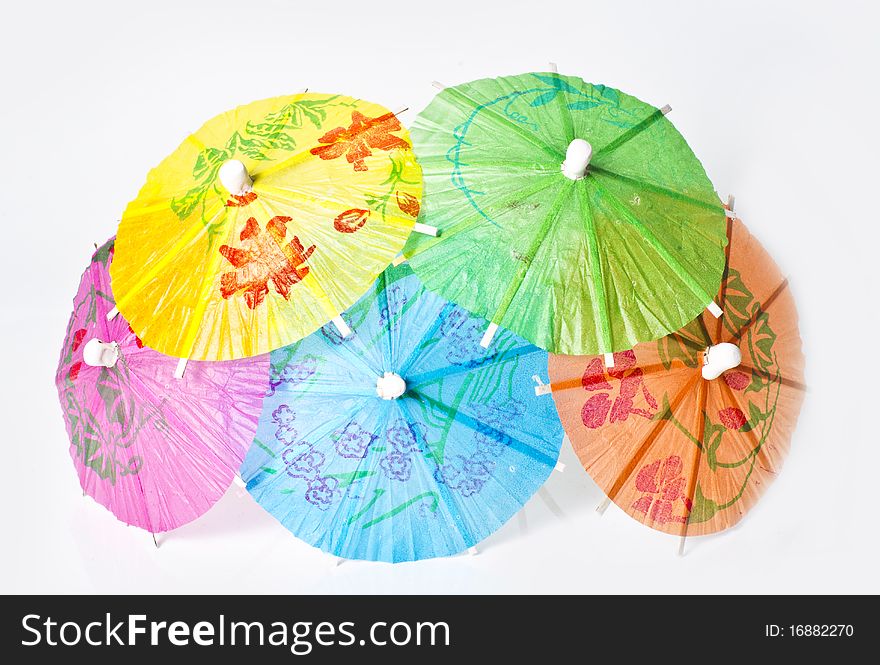 Set of umbrellas in white background